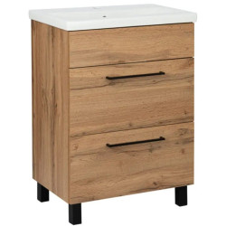 Zestaw szafka z umywalką Astor SOL WOTAN 60 cm szuflady czarne uchwyty