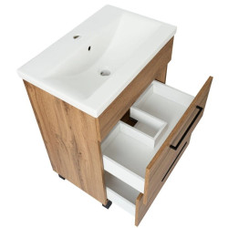 Zestaw szafka z umywalką Astor SOL WOTAN 60 cm szuflady czarne uchwyty