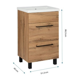 Zestaw szafka z umywalką Astor SOL WOTAN 50 cm szuflady czarne uchwyty