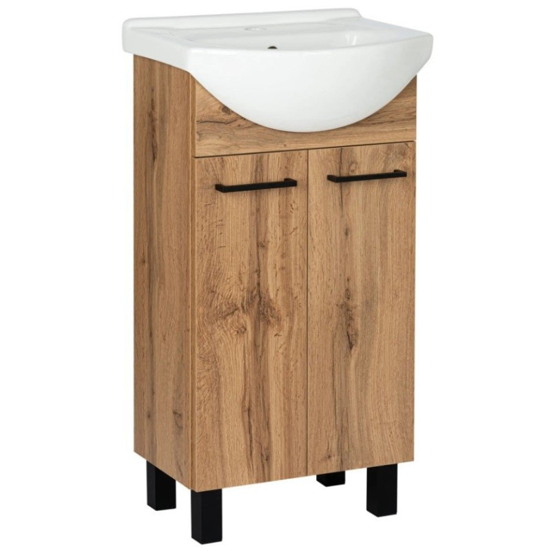 Zestaw szafka z umywalką Astor LUPO WOTAN 45 cm drzwiczki czarne uchwyty