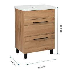 Zestaw szafka z umywalką Astor SOL WOTAN 60 cm szuflady czarne uchwyty