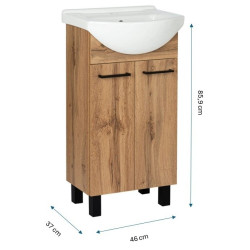 Zestaw szafka z umywalką Astor LUPO WOTAN 45 cm drzwiczki czarne uchwyty