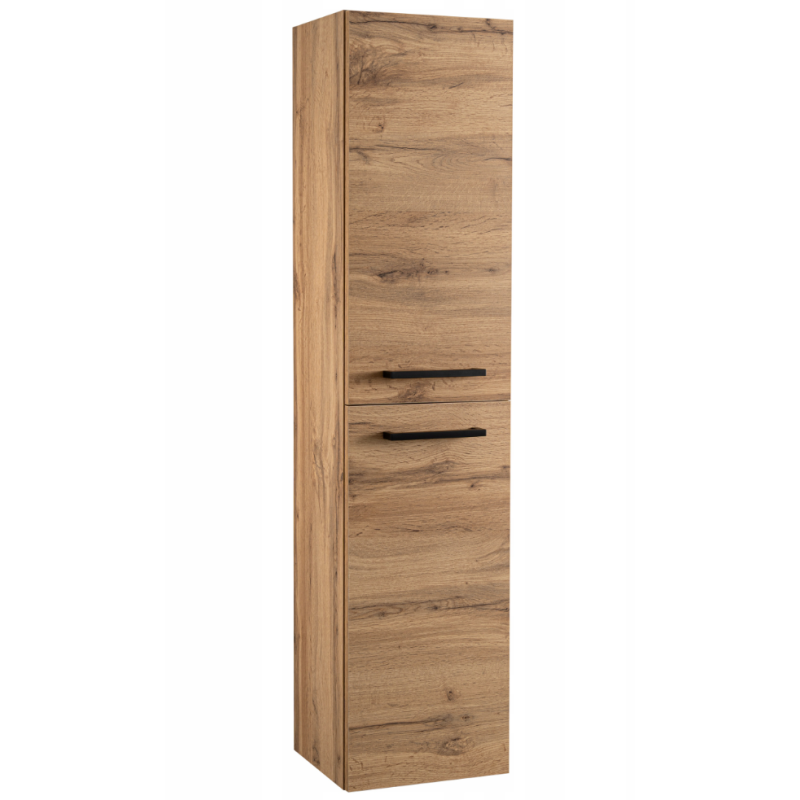 ASTOR Słupek meblowy łazienkowy wiszący ASTER 30cm dąb wotan czarne uchwyty