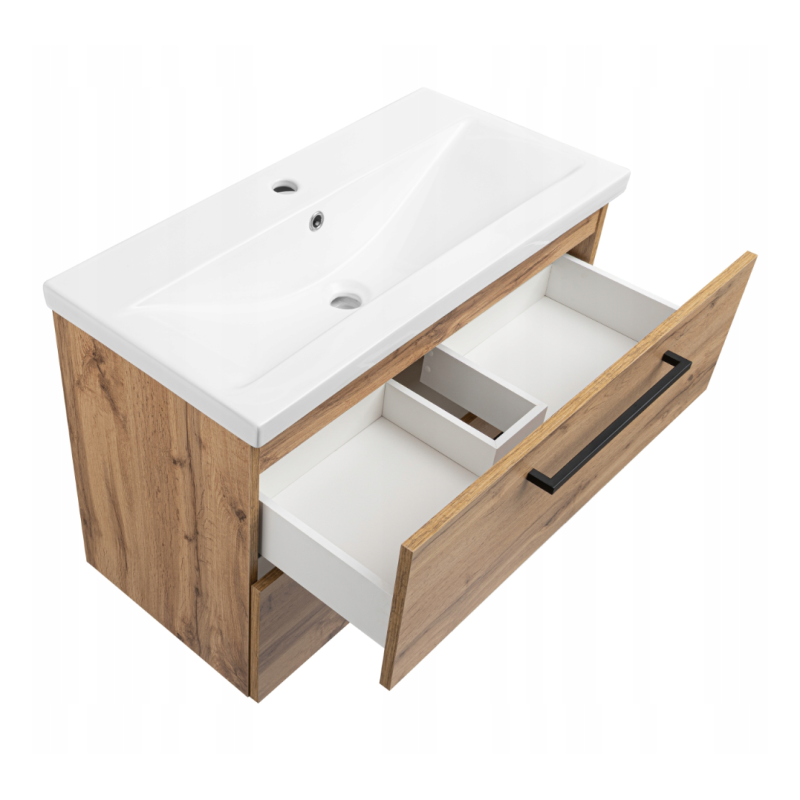 Zestaw łazienkowy ASTOR szafka wisząca z umywalką ASTER 80cm dąb wotan