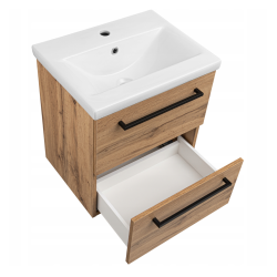 Zestaw łazienkowy ASTOR szafka wisząca z umywalką ASTER 50cm dąb wotan