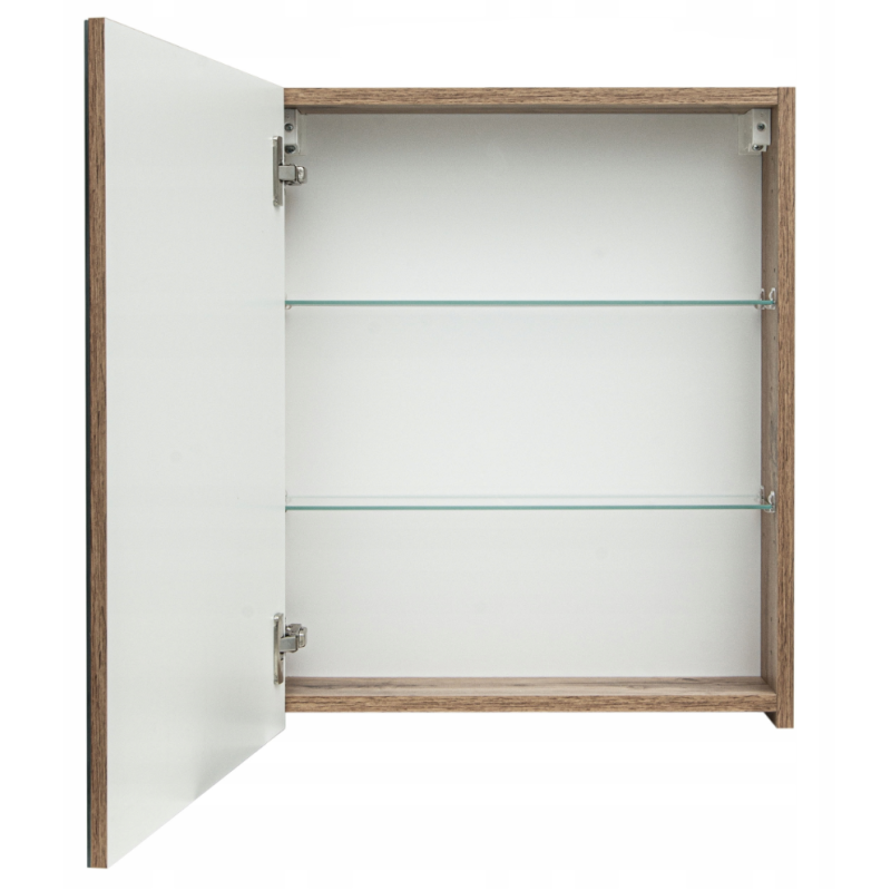 ASTOR szafka lustrzana wisząca IDA 50cm dąb wotan szklane półki