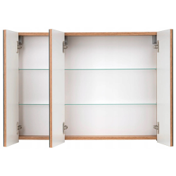 ASTOR szafka lustrzana wisząca IDA 80cm dąb wotan szklane półki