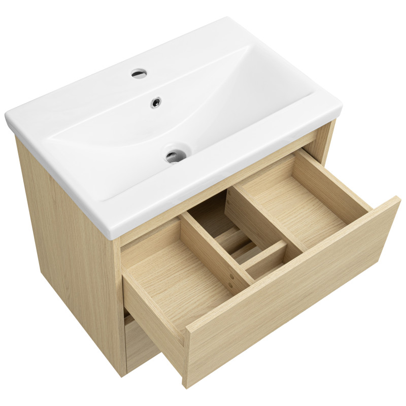 Elegancja i Funkcjonalność - Szafka z Umywalką ASTOR ARIA 60cm, Dąb, 2 Szuflady z Cichym Domykiem