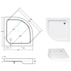 Besco brodzik półokrągły Alex czarny 80x80 z syfonem