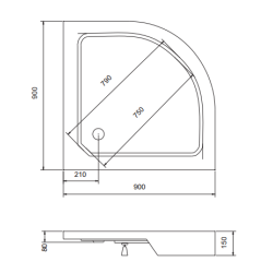 Besco brodzik półokrągły Alex 90x90 z syfonem