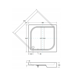 Besco brodzik kwadratowy Oskar 80x80 z syfonem