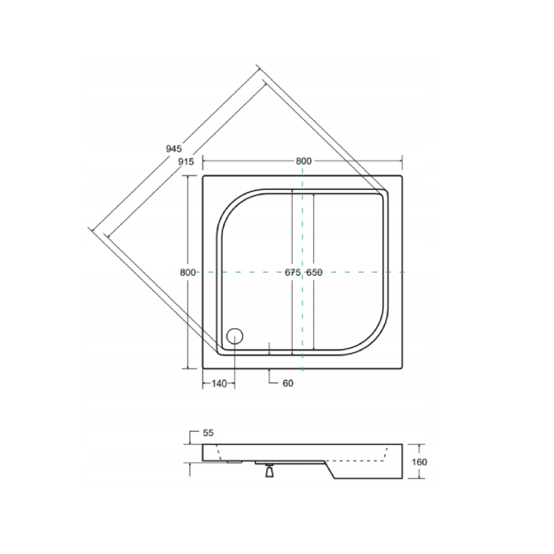 Besco brodzik kwadratowy Oskar 80x80 z syfonem