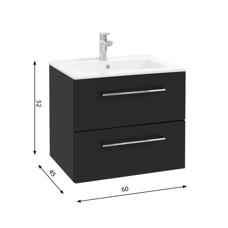 Szafka łazienkowa z umywalką defra DESPACITO 60 cm czarny mat