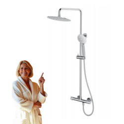 Cersanit Zen zestaw prysznicowy ścienny termostatyczny z deszczownicą chrom