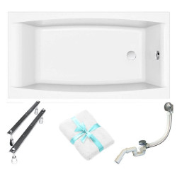 Cersanit Virgo 140x75 wanna prostokątna akrylowa, syfon nogi ręcznik