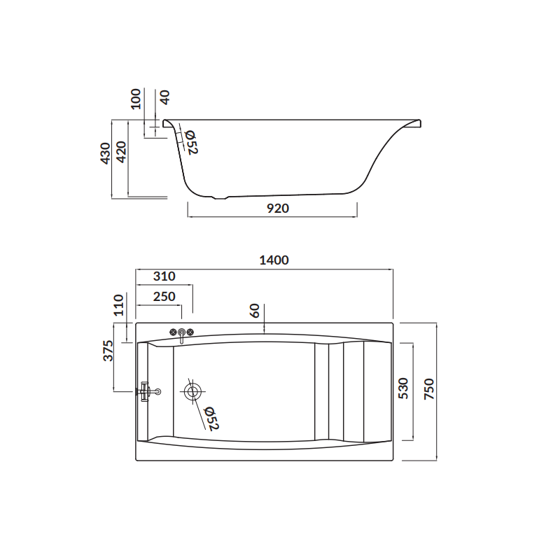 Cersanit Virgo 140x75 wanna prostokątna akrylowa, syfon nogi ręcznik