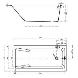 Cersanit wanna prostokątna Crea Slim 150x75z syfonem i nóżkami