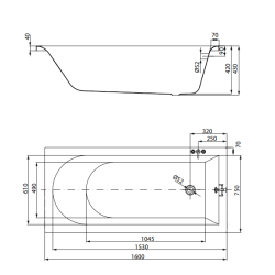 Cersanit wanna prostokątna City 160x75 z syfonem i nóżkami