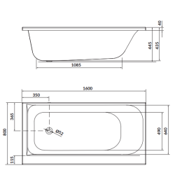Cersanit wanna prostokątna Smart 160x80 z syfonem i nóżkami