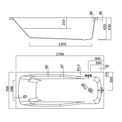 Cersanit wanna prostokątna Lana 170x70 z syfonem i nóżkami