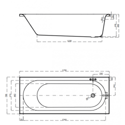 Cersanit wanna prostokątna Octavia 170x70 z syfonem i nóżkami