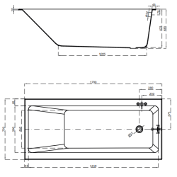 Cersanit wanna prostokątna Crea Slim 170x75 z syfonem i nóżkami