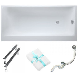 Cersanit wanna prostokątna Smart 170x80 lewa z nóżkami i syfonem