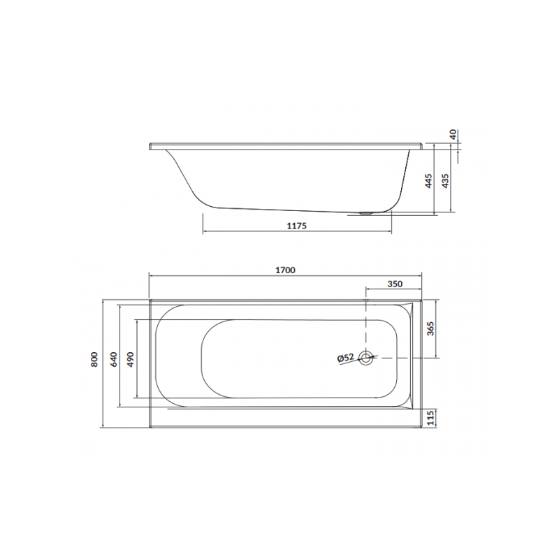 Cersanit wanna prostokątna Smart 170x80 lewa z nóżkami i syfonem