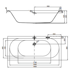 Cersanit wanna prostokątna City 180x80 z syfonem i nóżkami
