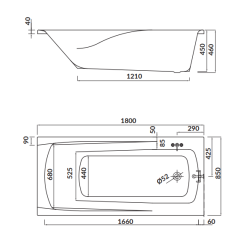 Cersanit wanna prostokątna Zen 180x85 z syfonem i nóżkami