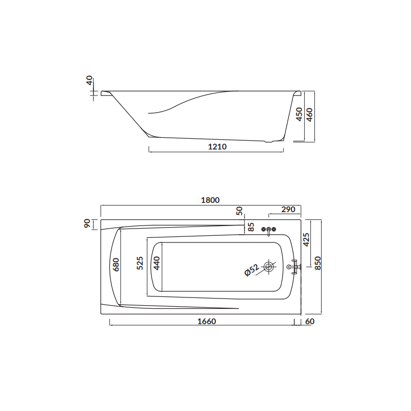 Cersanit wanna prostokątna Zen 180x85 z syfonem i nóżkami