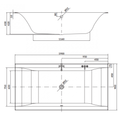 Cersanit wanna prostokątna Larga Slim 190x90 z syfonem i nóżkami