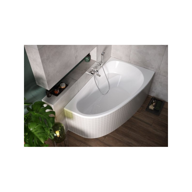 Cersanit wanna asymetryczna Joanna New 150x95 prawa z syfonem i nóżkami