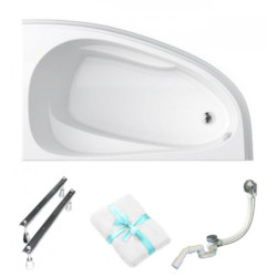 Cersanit wanna asymetryczna Joanna New 160x95 prawa z syfonem i nóżkami