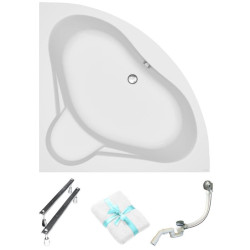 Cersanit wanna asymetryczna Venus 140x140 z syfonem i nóżkami