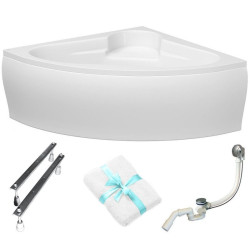 Cersanit wanna symetryczna Venus 140x140 z białą obudową, syfonem i nóżkami