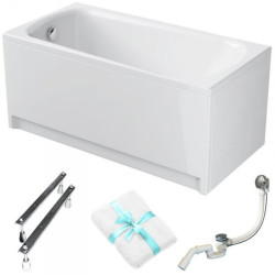 Cersanit wanna prostokątna Nao 140x70 z białą obudową, syfonem i nóżkami