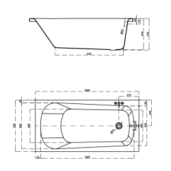 Cersanit wanna prostokątna Nao 140x70 z białą obudową, syfonem i nóżkami