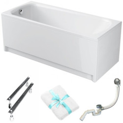 Cersanit wanna prostokątna Nao 160x70 z białą obudową, syfonem i nóżkami