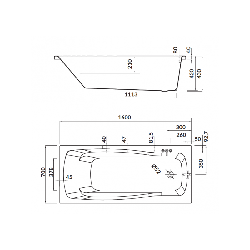 Cersanit wanna prostokątna Lana 160x70 z białą obudową, syfonem i nóżkami
