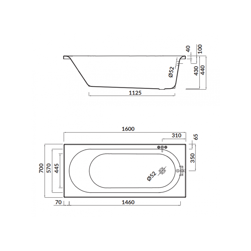 Cersanit wanna prostokątna Octavia 160x70 z białą obudową, syfonem i nóżkami