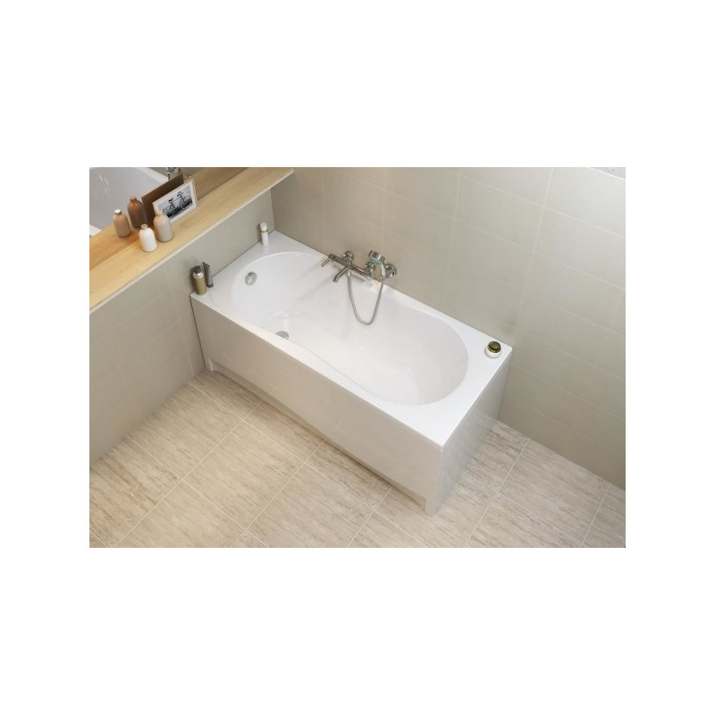 Cersanit wanna prostokątna Nike 160x70 z białą obudową, syfonem i nóżkami