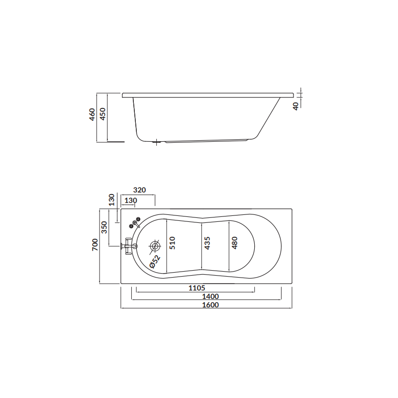 Cersanit wanna prostokątna Nike 160x70 z białą obudową, syfonem i nóżkami