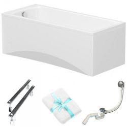 Cersanit wanna prostokątna Korat 170x75 z białą obudową, syfonem i nóżkami