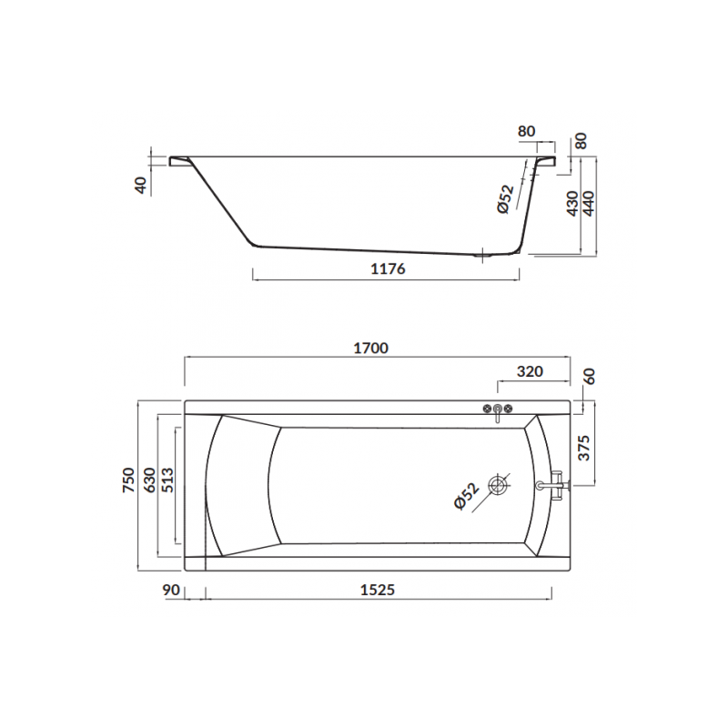 Cersanit wanna prostokątna Korat 170x75 z białą obudową, syfonem i nóżkami