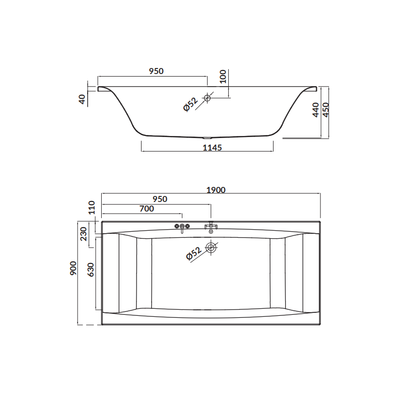 Cersanit wanna prostokątna Virgo 190x90 z białą obudową, syfonem i nóżkami