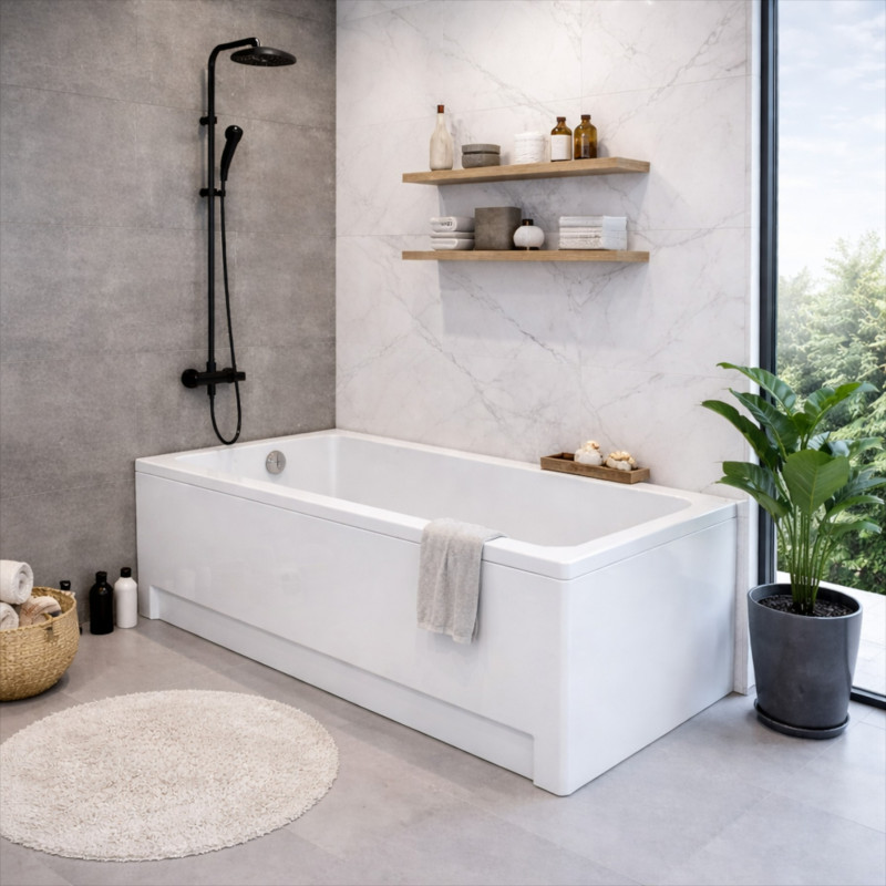Cersanit Wanna Prostokątna Balinea 160X70 z białą obudową, syfonem i nóżkami