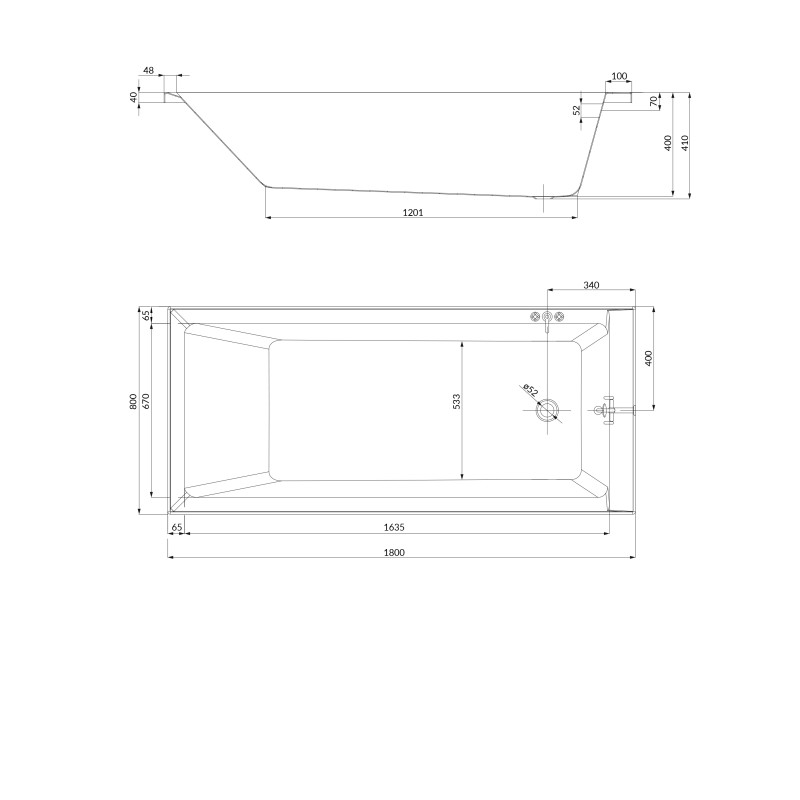 Cersanit Wanna Prostokątna Balinea 180X80 z białą obudową, syfonem i nóżkami