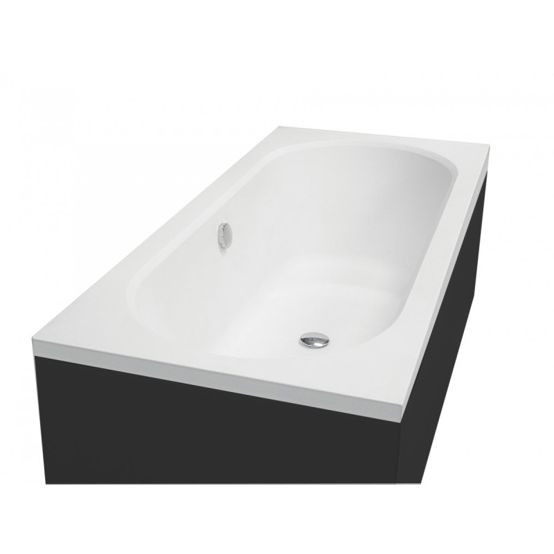 Besco wanna prostokątna Vitae 150x75 z czarną obudową, syfonem i nóżkami