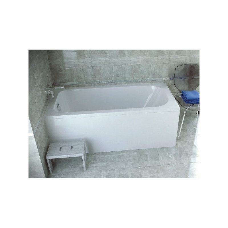 Besco wanna prostokątna Conitnea 140x70 z białą obudową, syfonem chrom i nóżkami